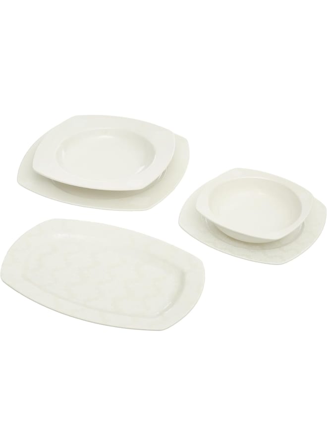 Rosa By Fathy Mahmoud 33 Piece Docorted Porcelain Square Dinner Set - Image 2