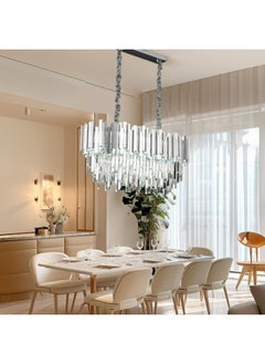 HUA QIANG WANG Modern Crystal Chandeliers 300X800mm Chrome Chandelier Rectangular Crystal Pendant Light for Dining Room Living Room Bedroom Foyer  - Image 5