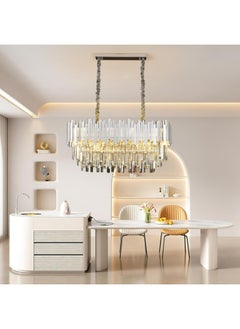 HUA QIANG WANG Modern Crystal Chandeliers 300X800mm Chrome Chandelier Rectangular Crystal Pendant Light for Dining Room Living Room Bedroom Foyer  - Image 3