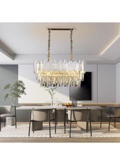 HUA QIANG WANG Modern Crystal Chandeliers 300X800mm Chrome Chandelier Rectangular Crystal Pendant Light for Dining Room Living Room Bedroom Foyer  - Image 4