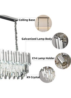 HUA QIANG WANG Modern Crystal Chandeliers 300X800mm Chrome Chandelier Rectangular Crystal Pendant Light for Dining Room Living Room Bedroom Foyer  - Image 2