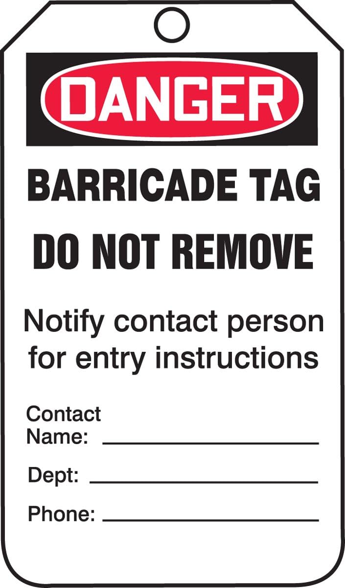 AccuformNMC Barricade Status Tags, 25 Pack OSHA Style Danger Tags, 5.75” x 3.25”, Durable Water-Resistant 10-mil Thick PF–Cardstock with Punched Hole, Made in USA, TAB104CTP - Image 3
