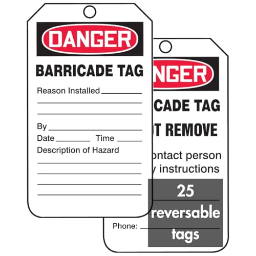 AccuformNMC Barricade Status Tags, 25 Pack OSHA Style Danger Tags, 5.75” x 3.25”, Durable Water-Resistant 10-mil Thick PF–Cardstock with Punched Hole, Made in USA, TAB104CTP - Image 2