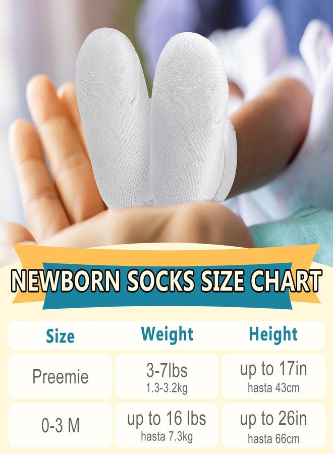 Twistover 10 Pairs Preemie Baby Terry Cotton Turn Cuff Socks for Newborn Girls Boys - Nicu, White, Premature - Image 3