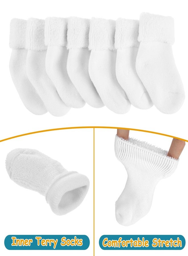 Twistover 10 Pairs Preemie Baby Terry Cotton Turn Cuff Socks for Newborn Girls Boys - Nicu, White, Premature - Image 4