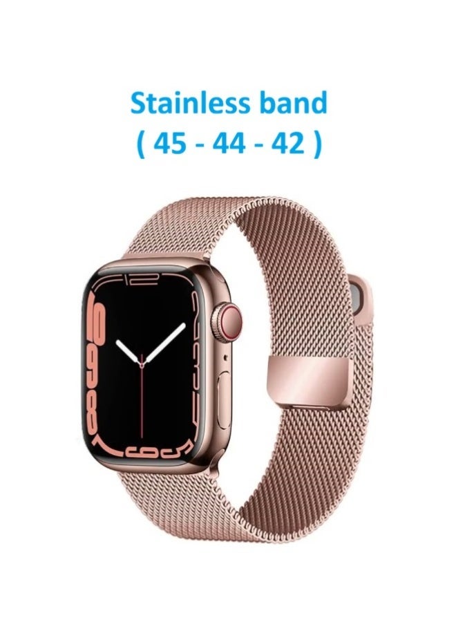 Stainless steel band for Apple Watch 42mm, 44mm, 45mm made of stainless steel with a magnetic clasp - rose gold - Image 1