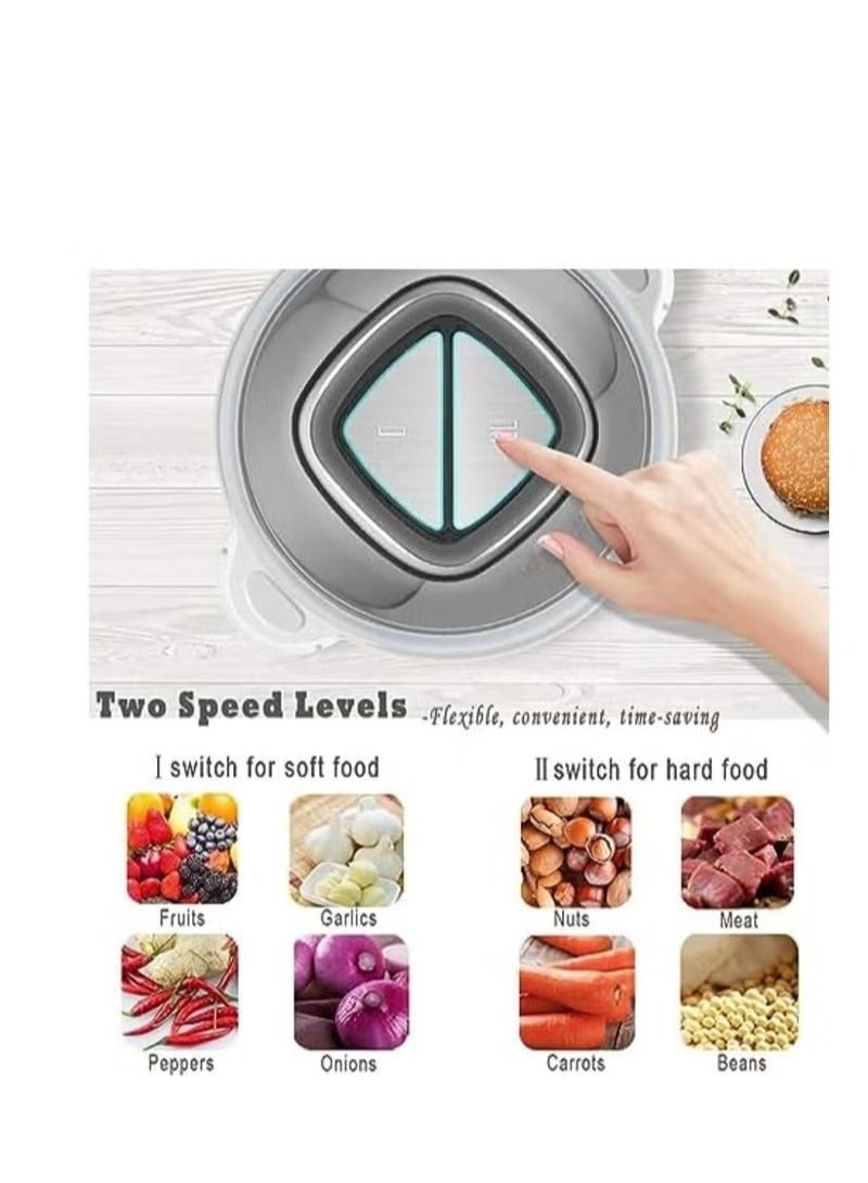 Food Chopper, Electric Meat Chopper with Powerful Motor, 2L Stainless Steel Bowl, 2 Speed Levels, Safety Function, 300W Multi Chopper for Meat, Fruits, Baby Food, Vegetables,Onion - Image 2