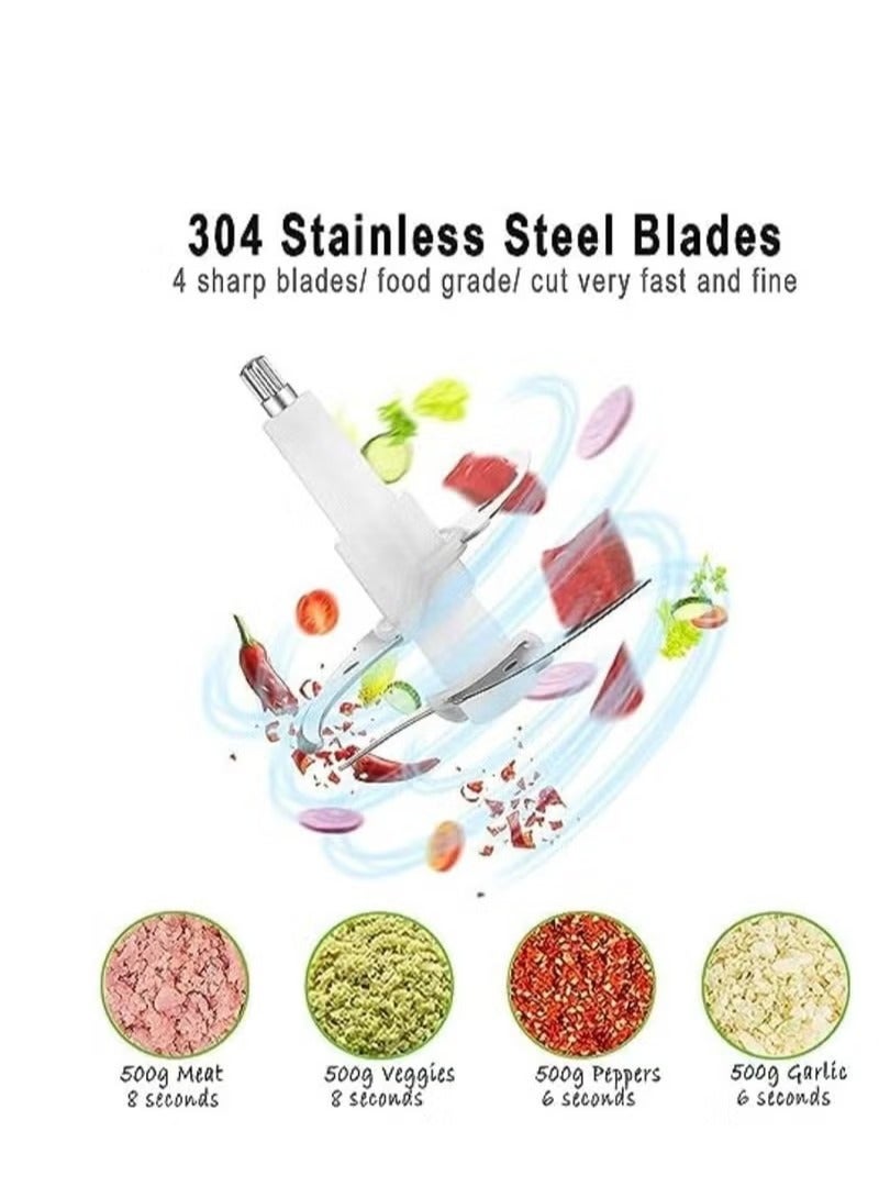 Food Chopper, Electric Meat Chopper with Powerful Motor, 2L Stainless Steel Bowl, 2 Speed Levels, Safety Function, 300W Multi Chopper for Meat, Fruits, Baby Food, Vegetables,Onion - Image 3