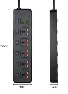 Rock Pow Power Strips Extension Cord 4 Sockets Universal Plug Adapter with 4 USB C & 2 USB A Ports Surge Protector Charging Socket with 2m Bold Extension Cord (Black)  - Image 2