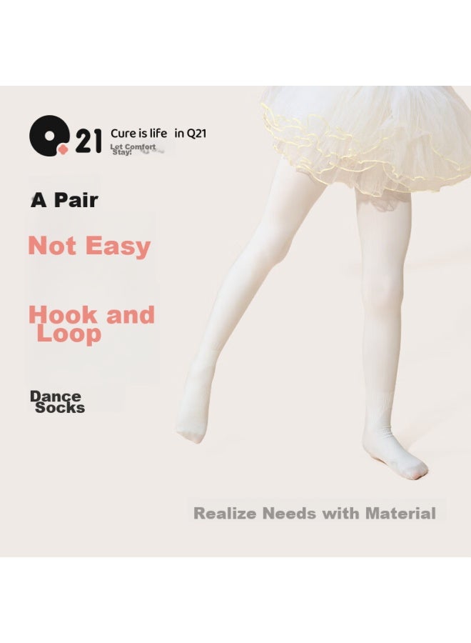 Q21 Girls' Dance Tights, Autumn Thin Style, For Practice, White Leggings, Children's Dance Socks, One Pair - Image 1