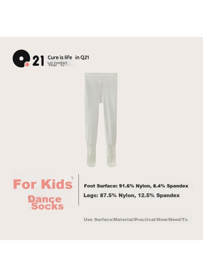 Q21 Girls' Dance Tights, Autumn Thin Style, For Practice, White Leggings, Children's Dance Socks, One Pair - Image 4
