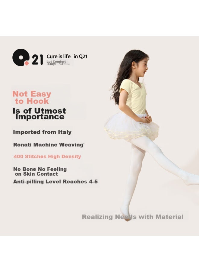 Q21 Girls' Dance Tights, Autumn Thin Style, For Practice, White Leggings, Children's Dance Socks, One Pair - Image 2