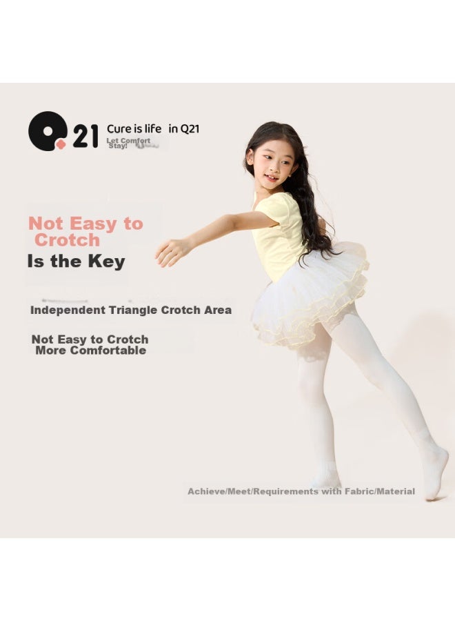 Q21 Girls' Dance Tights, Autumn Thin Style, For Practice, White Leggings, Children's Dance Socks, One Pair - Image 3