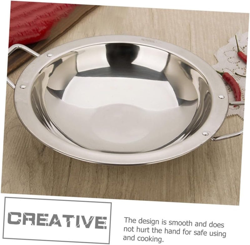 VOSAREA Thick Stainless Steel Double Handle Cooking Pan Versatile Household Hot Pot and Paella Pan for Kitchen Sturdy Kitchenware for Home Cooking and Vegetable Preparation - Image 3