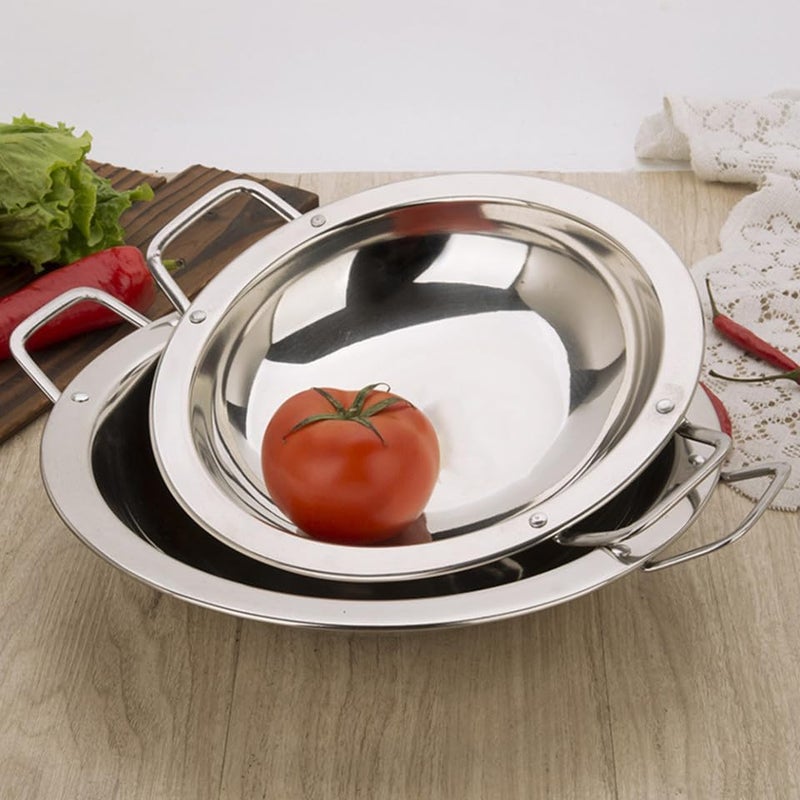 VOSAREA Thick Stainless Steel Double Handle Cooking Pan Versatile Household Hot Pot and Paella Pan for Kitchen Sturdy Kitchenware for Home Cooking and Vegetable Preparation - Image 5
