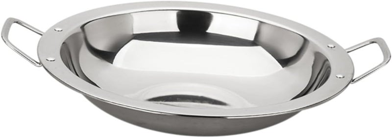 VOSAREA Thick Stainless Steel Double Handle Cooking Pan Versatile Household Hot Pot and Paella Pan for Kitchen Sturdy Kitchenware for Home Cooking and Vegetable Preparation - Image 1
