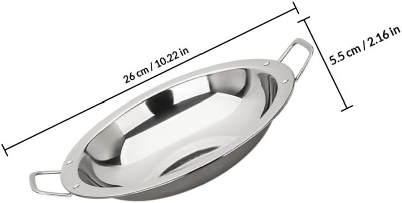 VOSAREA Thick Stainless Steel Double Handle Cooking Pan Versatile Household Hot Pot and Paella Pan for Kitchen Sturdy Kitchenware for Home Cooking and Vegetable Preparation - Image 2
