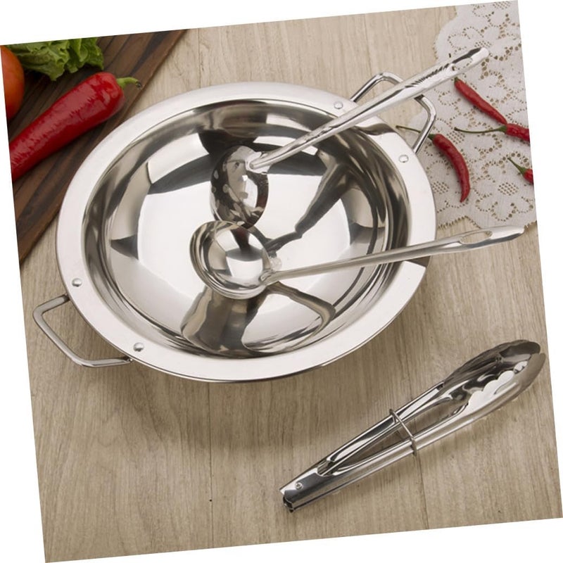 VOSAREA Thick Stainless Steel Double Handle Cooking Pan Versatile Household Hot Pot and Paella Pan for Kitchen Sturdy Kitchenware for Home Cooking and Vegetable Preparation - Image 4