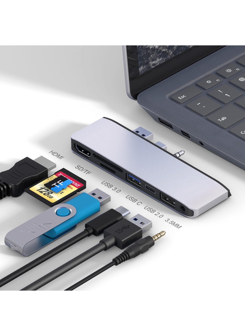 Rytaki Surface Laptop 1/2 Docking Station, Microsoft Surface Laptop 1/2 USB Hub with 4K HDMI, USB 3.0, USB C, USB 2.0, SD Card Slot, TF Card Slot, 3.5 Audio Port, Only for Surface Laptop Gen 1 Gen 2  - Image 1