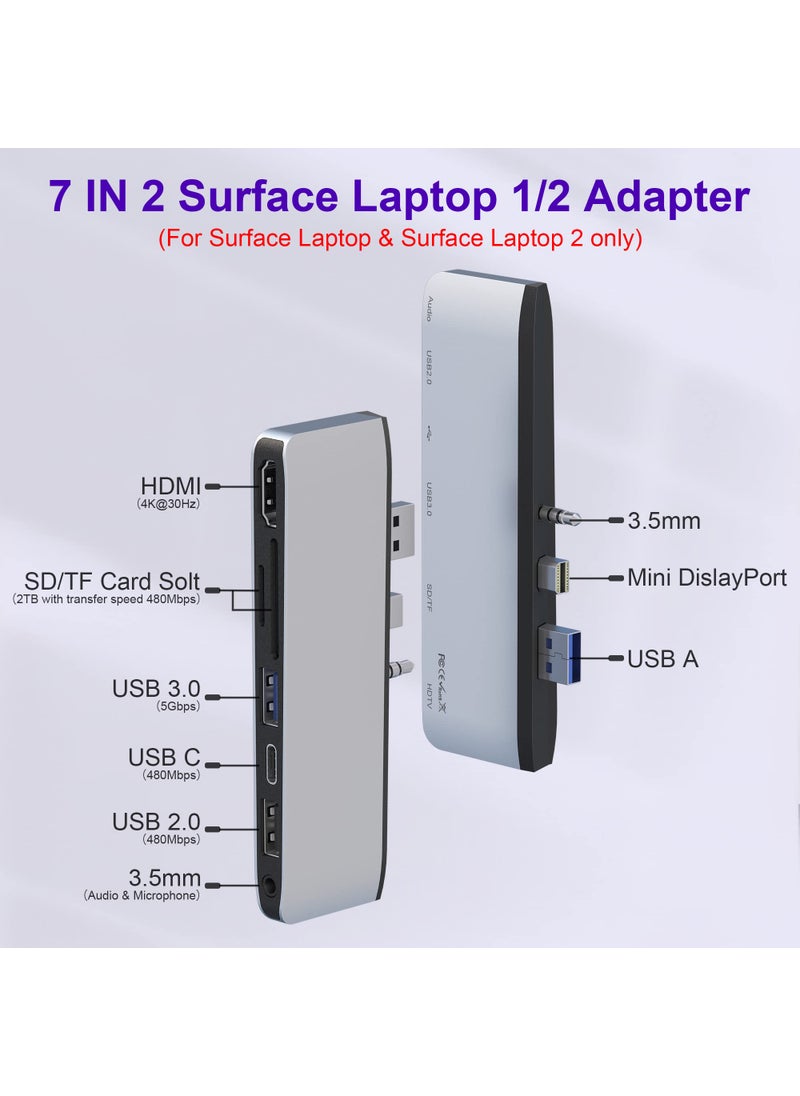 Rytaki Surface Laptop 1/2 Docking Station, Microsoft Surface Laptop 1/2 USB Hub with 4K HDMI, USB 3.0, USB C, USB 2.0, SD Card Slot, TF Card Slot, 3.5 Audio Port, Only for Surface Laptop Gen 1 Gen 2  - Image 2