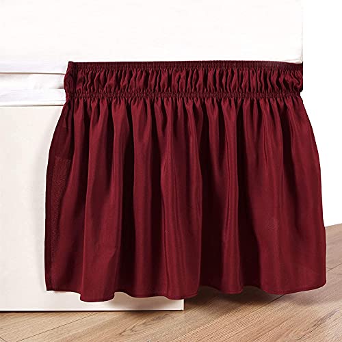 YRM Bedding's Burgundy Bed Skirt Wrap Around 600 Microfiber with Easy Fit with 15 Inch Tailored Drop Shrinkage and Fade Resistant with Microfiber 15 Bed Skirt Twin Size 39 x 80 - Image 3