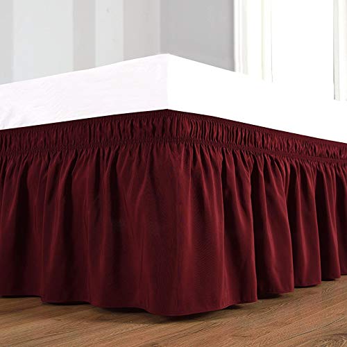 YRM Bedding's Burgundy Bed Skirt Wrap Around 600 Microfiber with Easy Fit with 15 Inch Tailored Drop Shrinkage and Fade Resistant with Microfiber 15 Bed Skirt Twin Size 39 x 80 - Image 4