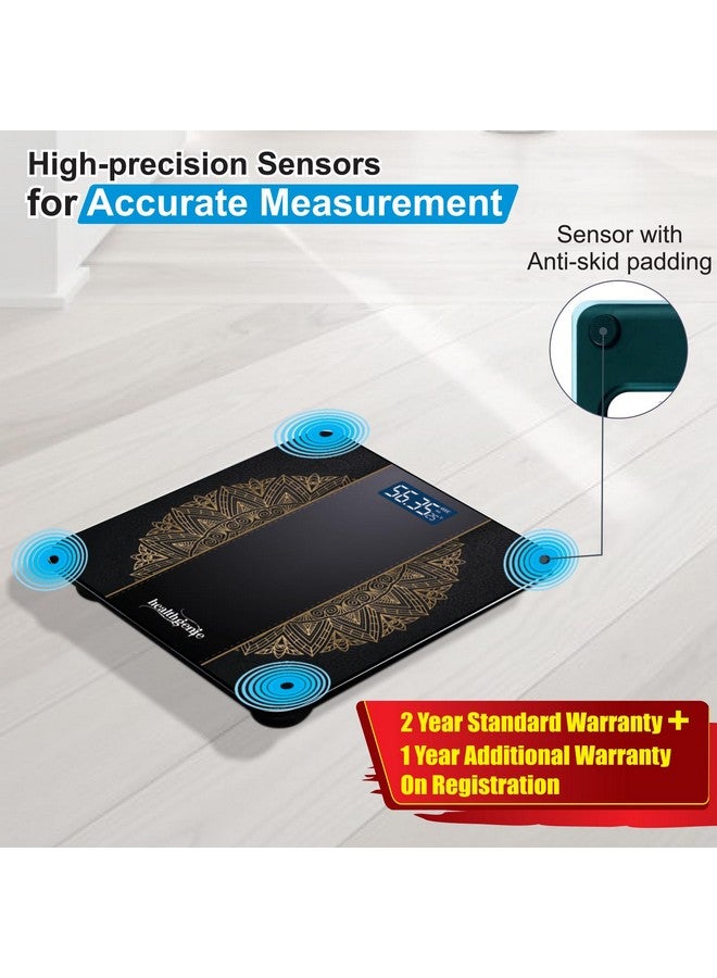 هيلث جيني جهاز قياس الوزن Healthgenie لقياس وزن الجسم مع ضمان لمدة 3 سنوات وشاشة LCD زجاجية سميكة مقواة (93 Festive) HD-221، 940 جرام - Image 2