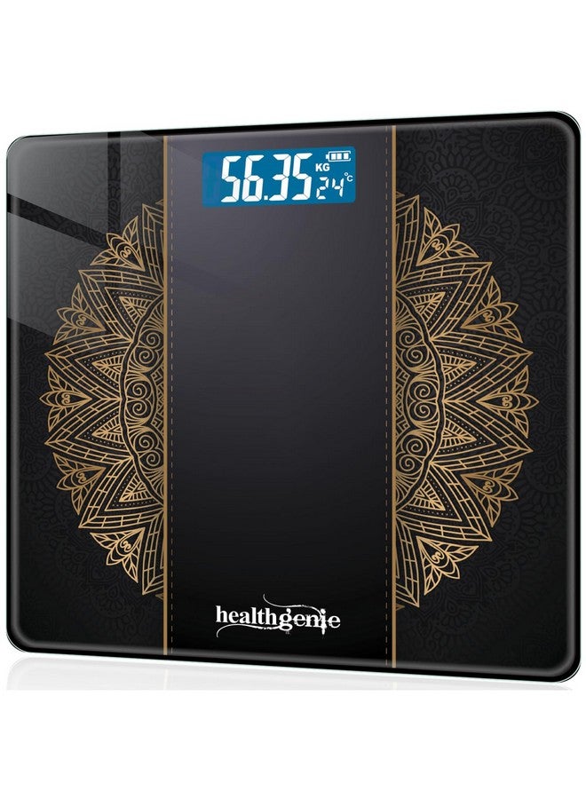 هيلث جيني جهاز قياس الوزن Healthgenie لقياس وزن الجسم مع ضمان لمدة 3 سنوات وشاشة LCD زجاجية سميكة مقواة (93 Festive) HD-221، 940 جرام - Image 1