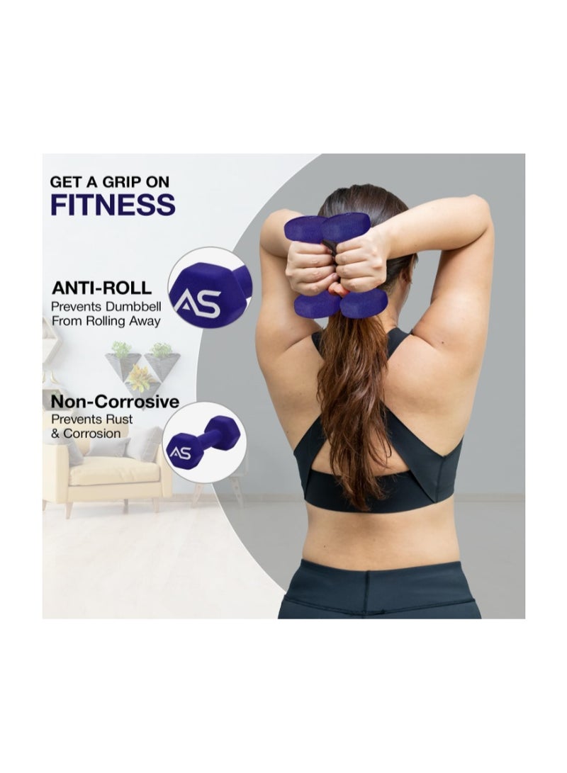 Allure Sphere Neoprene Dumbbell Set For Home Gym Exercise - Anti Slip Fitness Equipment For Pilates, Cardio, Training - Anti Sweat Hex Dumbbells in 1Kg 2Kg 3Kg 4Kg 5Kg In Pair - Image 3