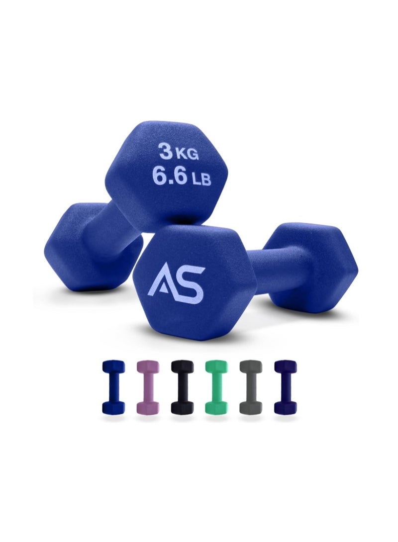 Allure Sphere Neoprene Dumbbell Set For Home Gym Exercise - Anti Slip Fitness Equipment For Pilates, Cardio, Training - Anti Sweat Hex Dumbbells in 1Kg 2Kg 3Kg 4Kg 5Kg In Pair - Image 1