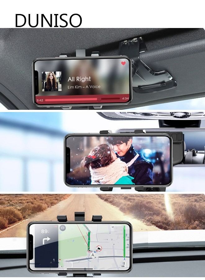 DUNISO 3 in 1 Phone Mount for Car Dashboard With Number Card 360 Degree Rotation Dash Mount Cell Phone Holder Rearview Mirror Car Phone Holder Suitable for All Cell Phone - Image 3