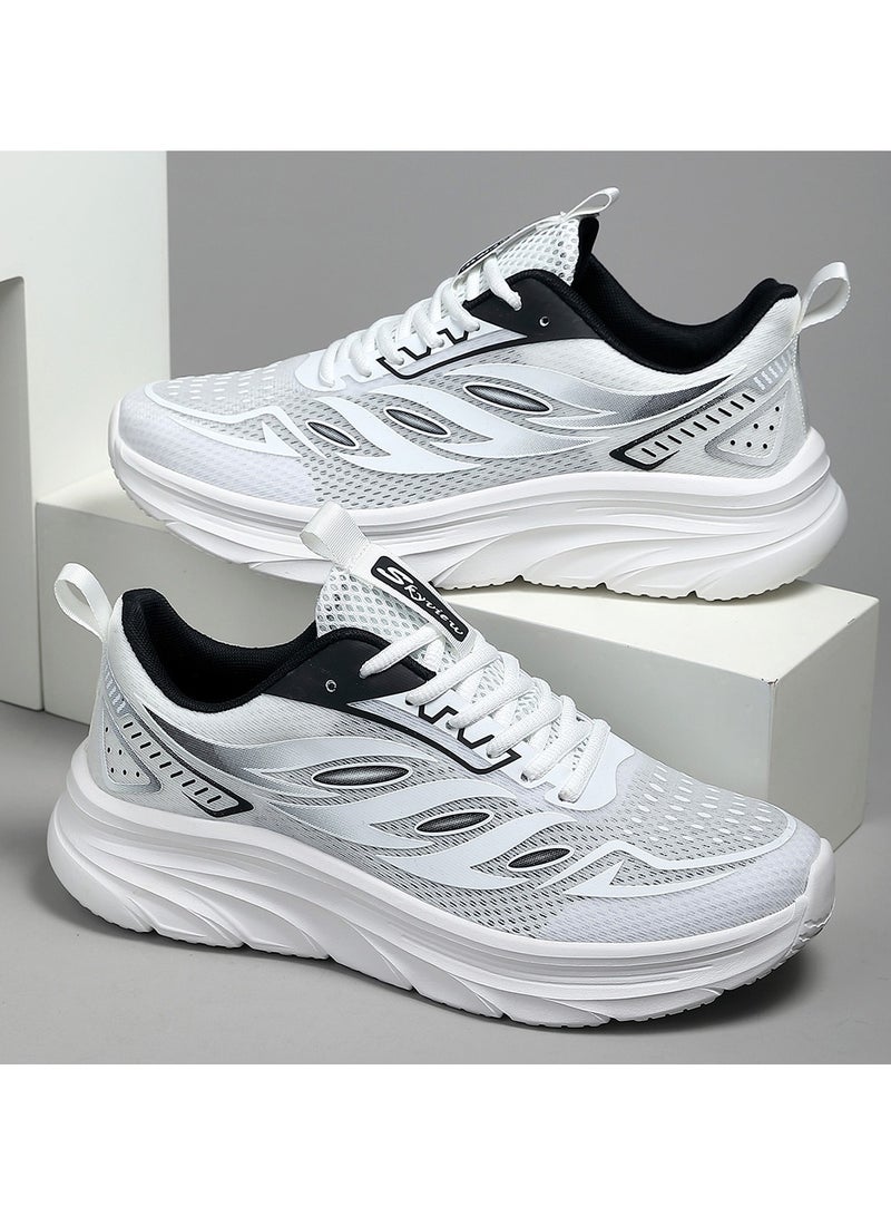 Athlesiure Men Running Shoes Men Casual Breathable Walking Shoes Sport Athletic Sneakers Gym Tennis Slip On Comfortable Lightweight Shoes White Black image 9