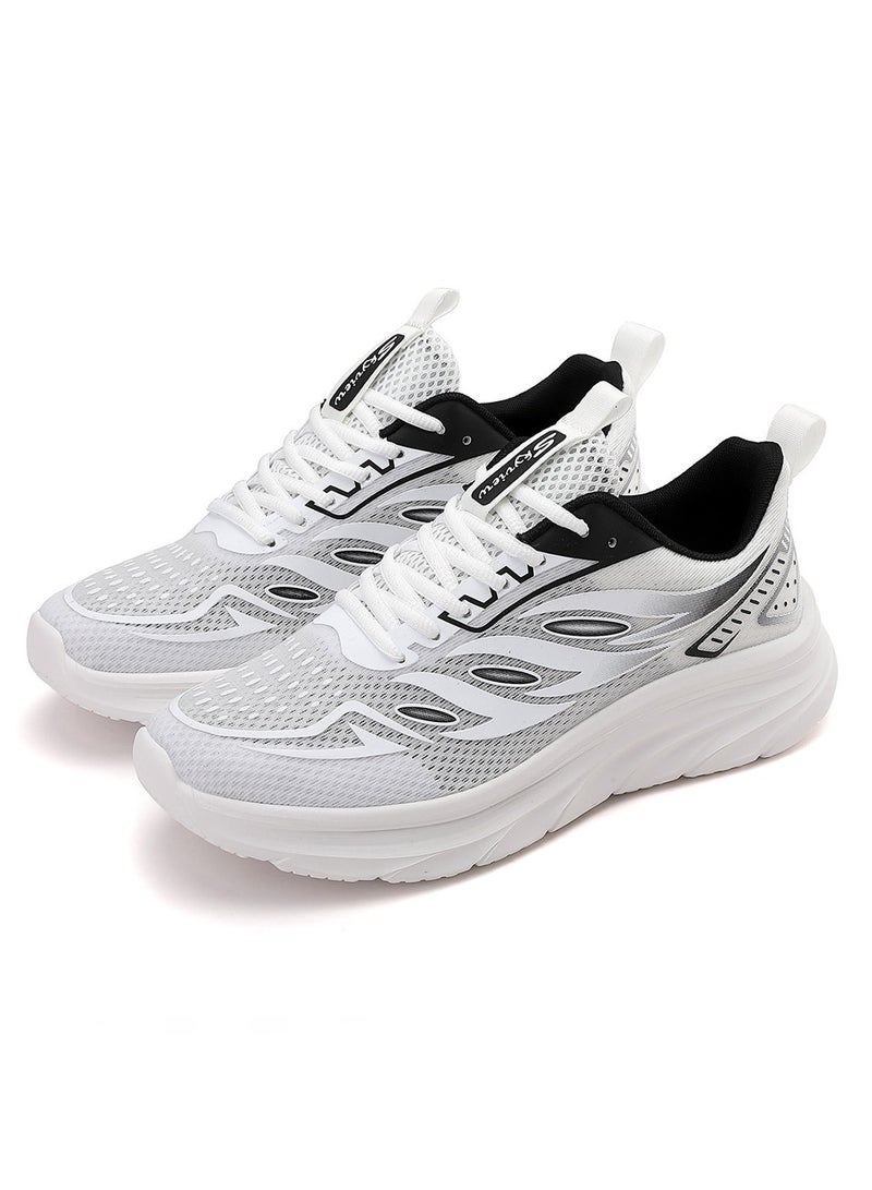 Athlesiure Men Running Shoes Men Casual Breathable Walking Shoes Sport Athletic Sneakers Gym Tennis Slip On Comfortable Lightweight Shoes White Black image 8