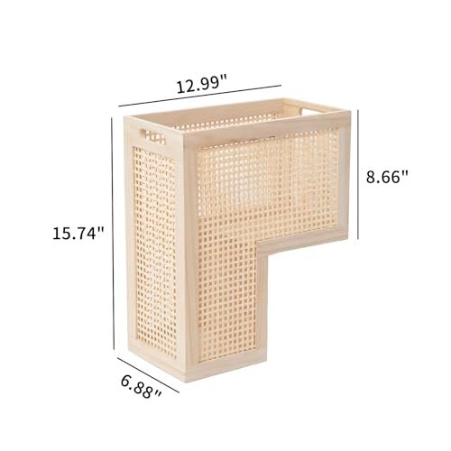 SHCMSADO Wood Stair Basket with Handles,Wicker Step Storage Basket -Natural - Image 4