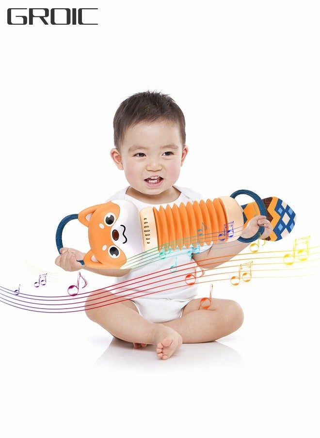 GROIC Cute Puppy Music Light Hand Crank Baby Organ, Accordion Toy, Cartoon Animal Toy With Light, Educational Early Education Auditory Tactile Exercise  - Image 1