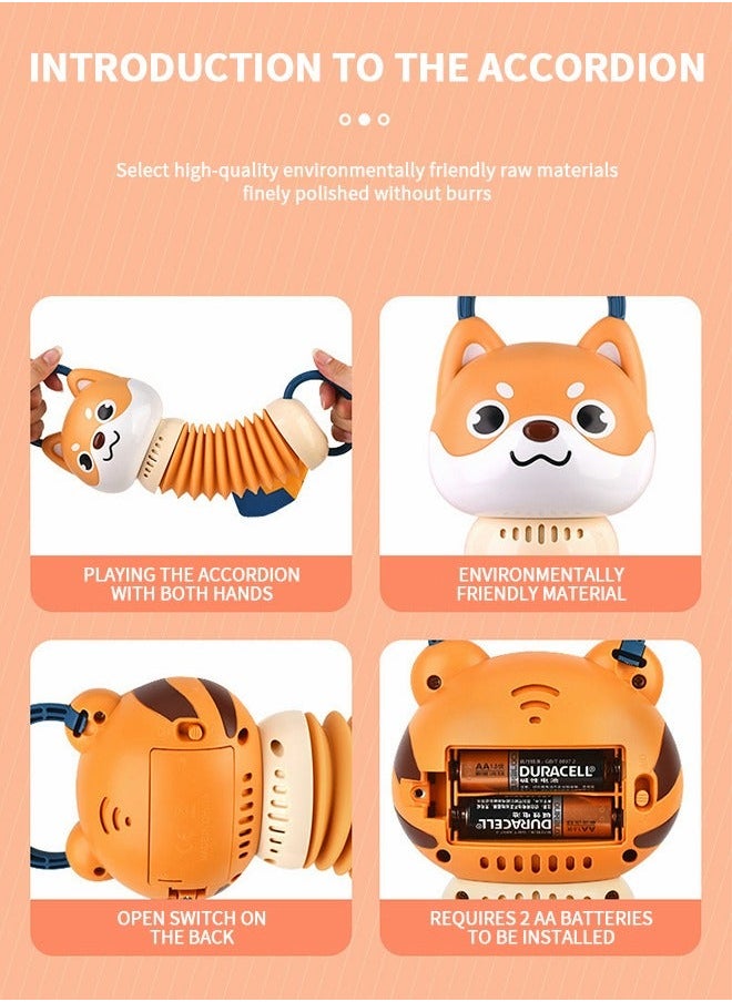 GROIC Cute Puppy Music Light Hand Crank Baby Organ, Accordion Toy, Cartoon Animal Toy With Light, Educational Early Education Auditory Tactile Exercise  - Image 4