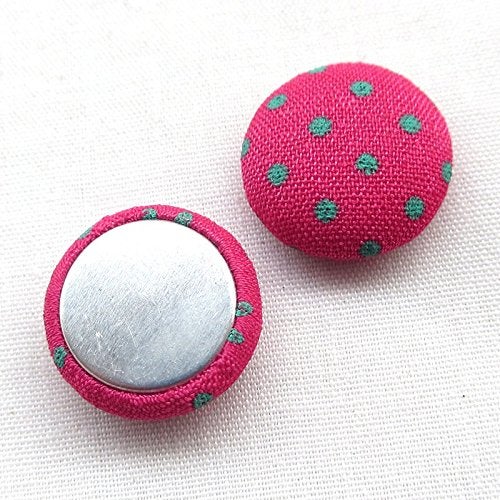 Chenkou Craft 100pcs 12MM(1/2") Polka Dot Flatback Fabric Covered Button Scrapbooking Craft (Multi-Color) - Image 2