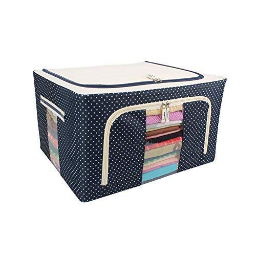 Vroxy Steel Frame Double Opening Zipped Storage Organiser Bag with Window Folding Bag Under Bed Closet Wardrobe Box Multi Color - Image 1