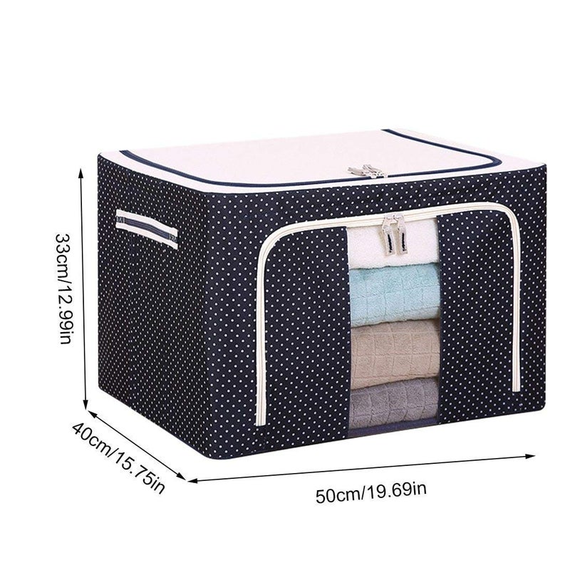 Vroxy Steel Frame Double Opening Zipped Storage Organiser Bag with Window Folding Bag Under Bed Closet Wardrobe Box Multi Color - Image 4