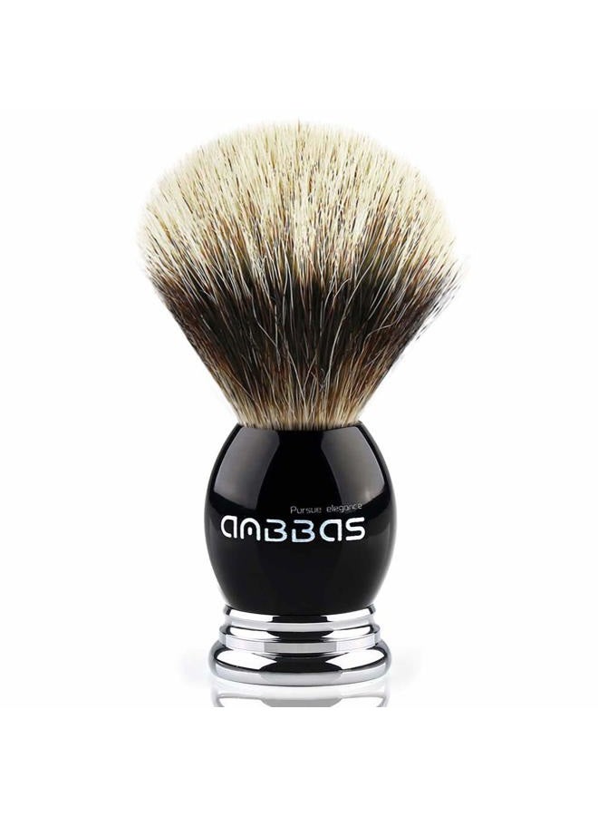 Anbbas Silvertip Badger Shaving Brush,Black Resin & Alloy Handle for Men Wet Shave,Pure Badger Hair,No Hair Shedding,No Terrible Smell - Image 1