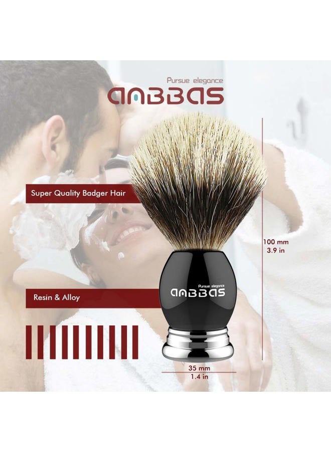 Anbbas Silvertip Badger Shaving Brush,Black Resin & Alloy Handle for Men Wet Shave,Pure Badger Hair,No Hair Shedding,No Terrible Smell - Image 3
