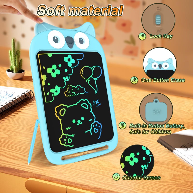 Chafegy 10 Inch Lcd Writing Tablet For Kids Toddler Toys  Electronic Doodle Board Drawing Pad  Lion Owl Fox Rabbit Design  Christmas Birthday Gift For Boys Girls 3 4 5 6 8 Years (Owl) - Image 4