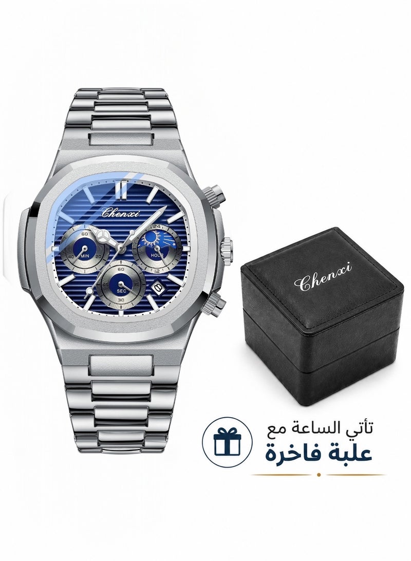Chenxi Men’s Quartz Wrist Watch with Luxury Modern Design, Water Resistant, Scratch-Resistant Glass, Full Stainless Steel with Elegant Box - Image 1