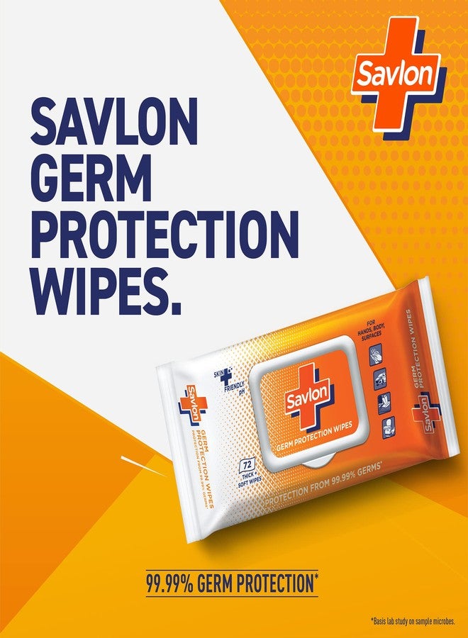 Savlon Germ Protection Multipurpose Thick & Soft Wet Wipes With Fliptop Lid - 72 Wipes Multi Purpose (Pack of 2) - Image 2