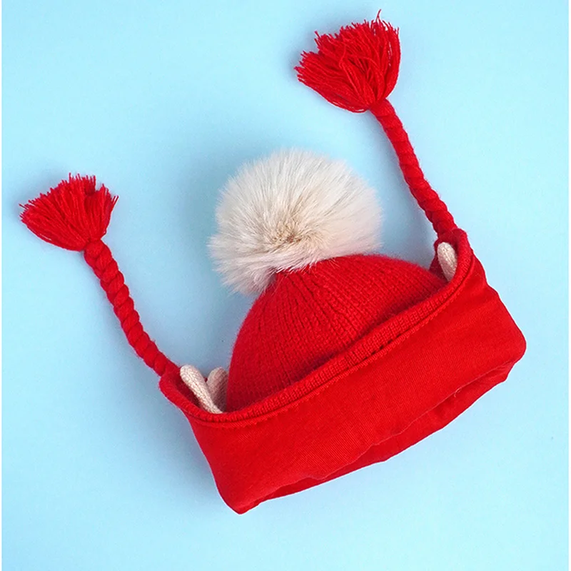 LITTLE SURPRISE BOX Red Butterfly Knitted Soft Woolen Winter Cap With Tie Up 6-18 Months