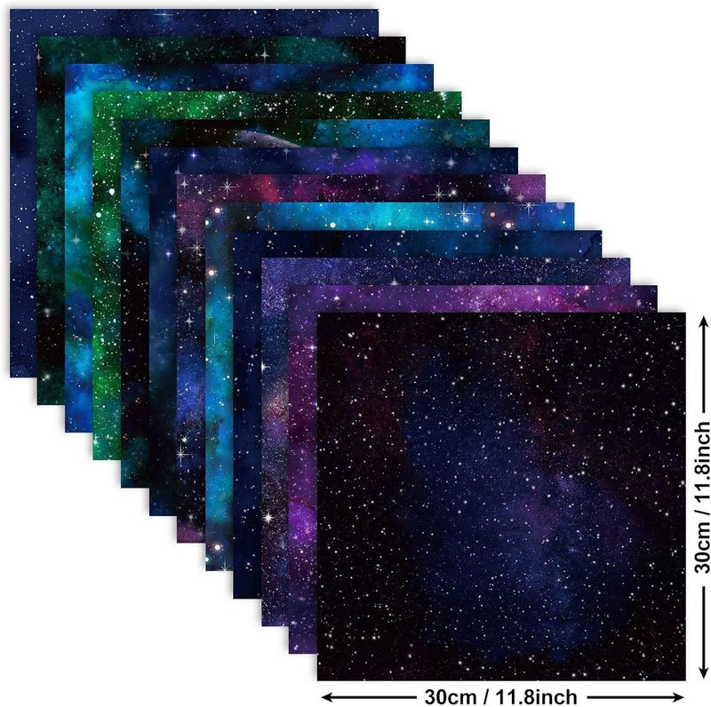 iKammo 1212 Galaxy Scrapbook Paper Pad Black Starry Patterned Paper 24 Sheets Doublesided Scrapbooking CardStock Papers Pad for Holiday Cardmaking DIY Origami Decorative Craft Papers - Image 3