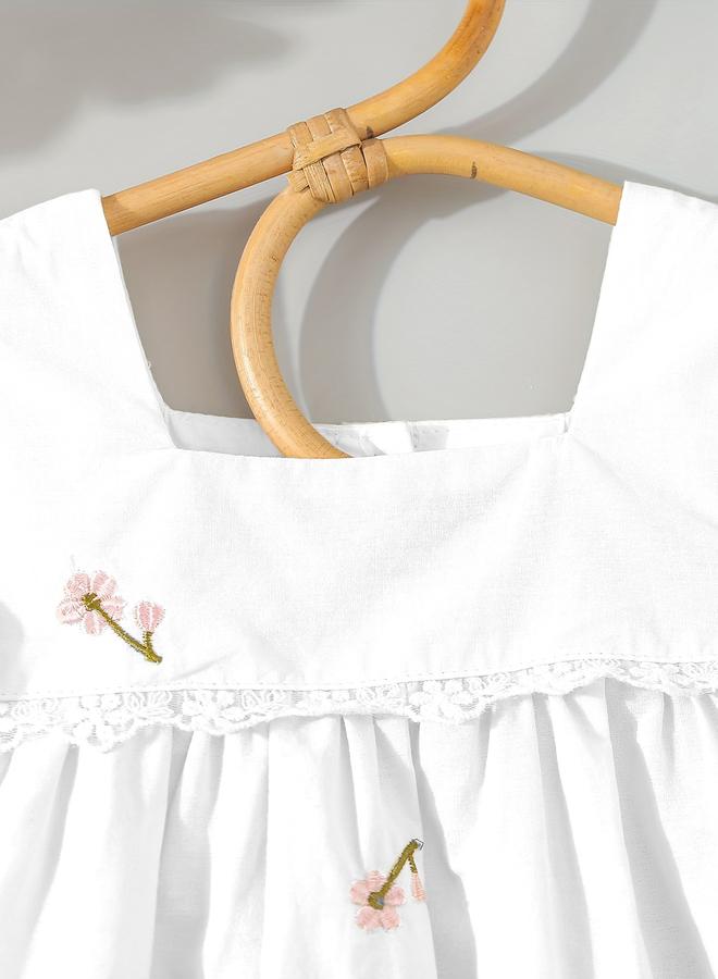 Take Two Girls White Cotton Embroidered Lace Trim Dress - Image 5