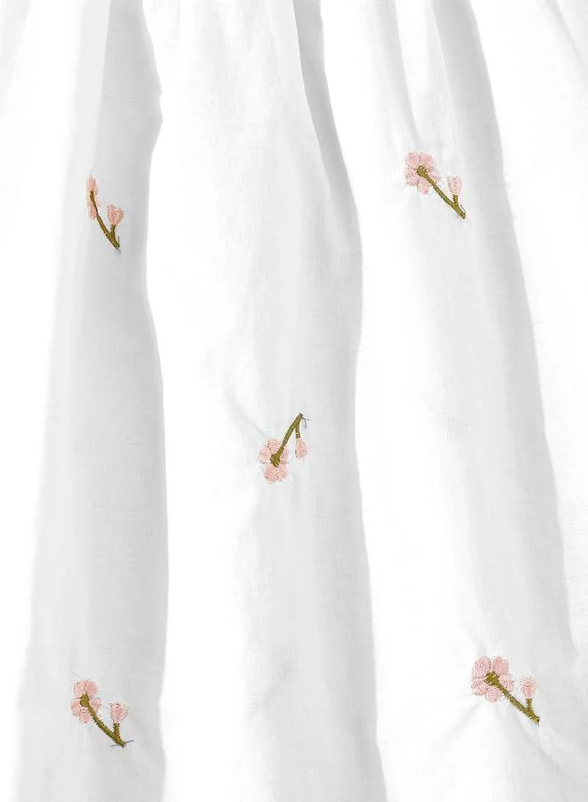 Take Two Take Two Girls White Cotton Embroidered Lace Trim Dress
