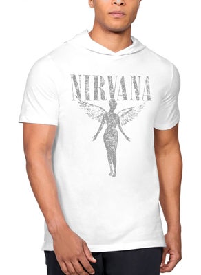 Rock&Roll Angel Nirvana Hooded White Short Sleeve Men's T-Shirt  - Image 1