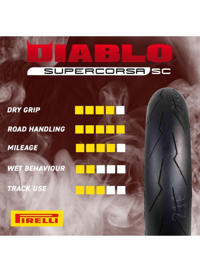 بيريلي Pirelli Diablo Supercorsa V4 SP إطار دراجة نارية أمامي مقاس 120/70 ZR17 (58W) بدون أنبوب – راديال للسباقات - Image 5